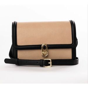 Jules Kae Beige Black Lizard Embossed  Vegan Leather Mia Crossbody Satchel Bag